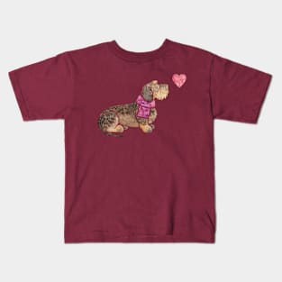 Wirehaired Dachshund watercolour Kids T-Shirt